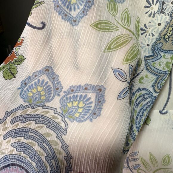 Liz Claiborne Blouse Women’s Size 1X White Multi Paisley Print Top 3/4 Sleeves - Picture 5 of 11